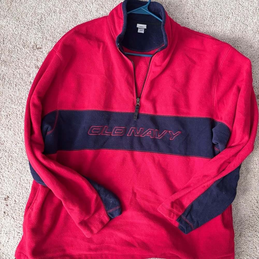 Old Navy Red and Navy Half-Zip Sweater